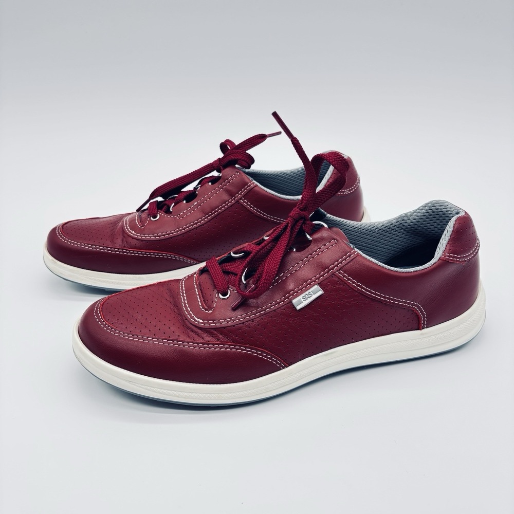 SAS Women's Red Sporty Lux Leather Comfort Walking Shoes 9 Narrow Orthopedic